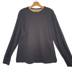 Timberland Thermal Waffle Knit Crewneck Sweatshirt Shirt Sz L Mens Army Green